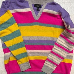 Charter club cashmere multicolor Striped V-Neck Sweater